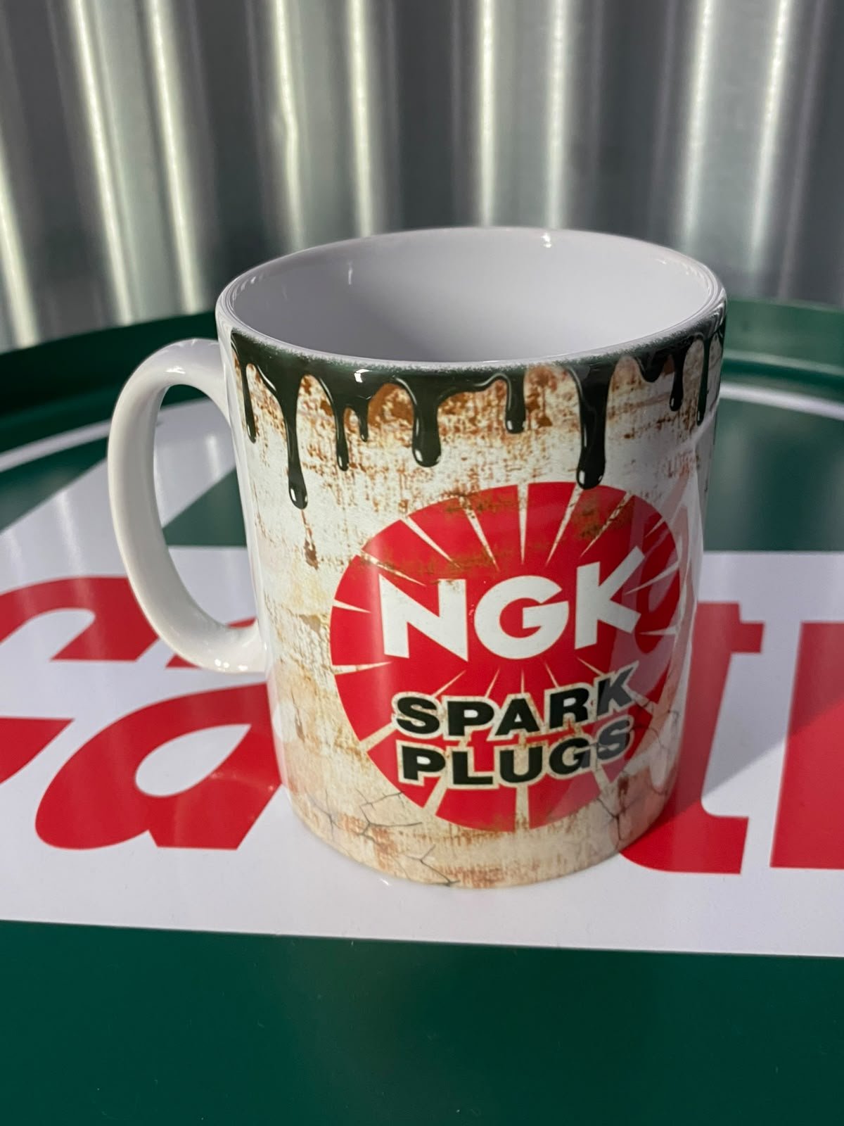 NGK Spark Plugs — Drip & Rust Effect Mug